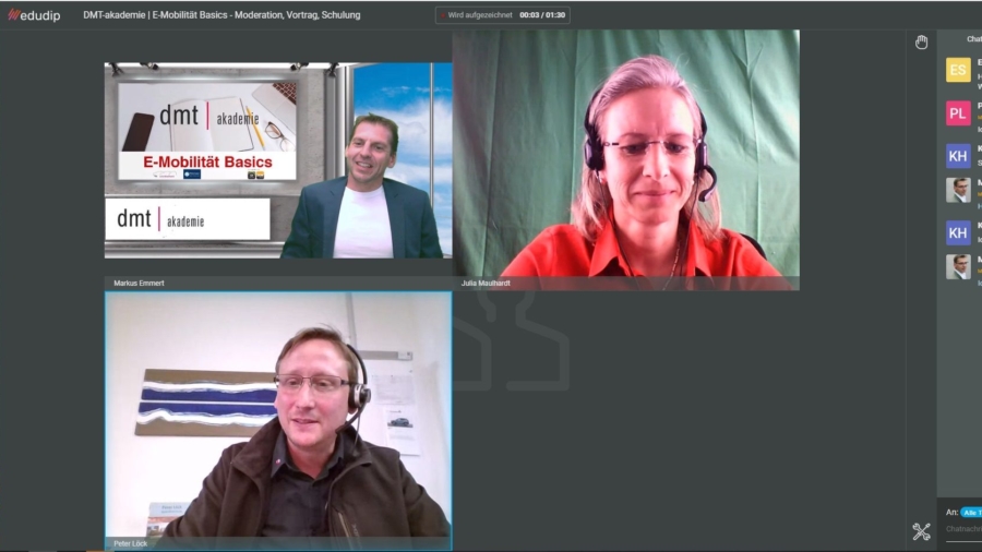 Markus Emmer, Julia Maulahrdt und Peter Löck leiteten das Webinar