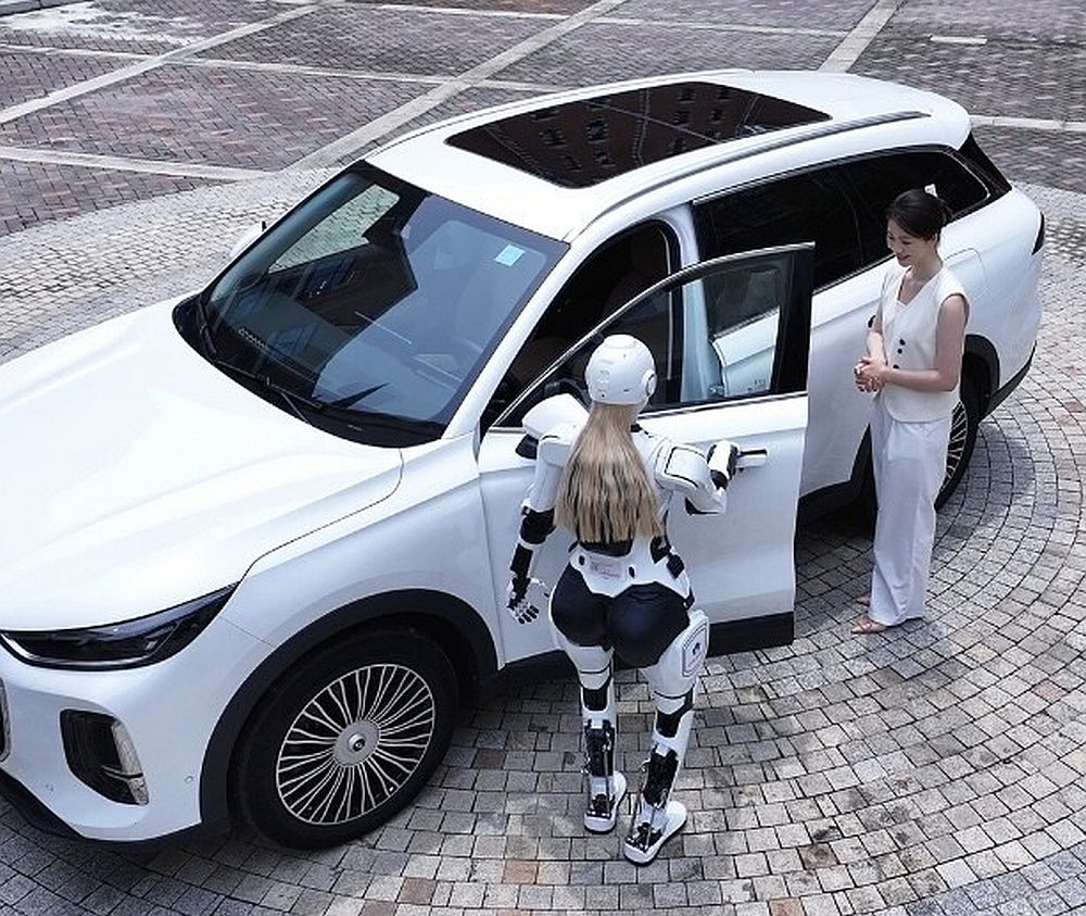 Wenn der Roboter die Autotür öffnet Wenn der Roboter die Autotür öffnet