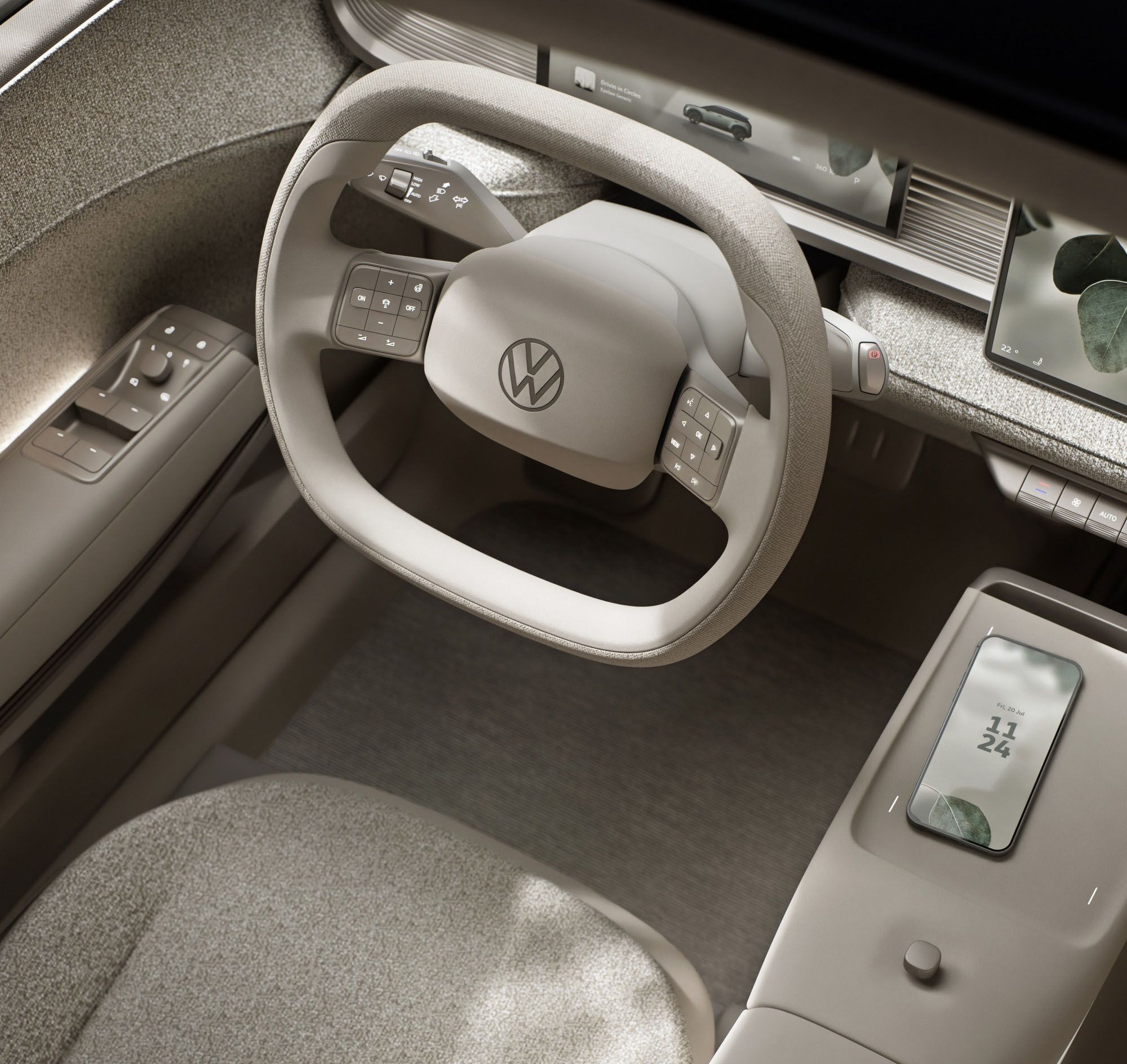 Farblich setzt VW beim Interieur des ID. Cross auf warme Beigetöne.