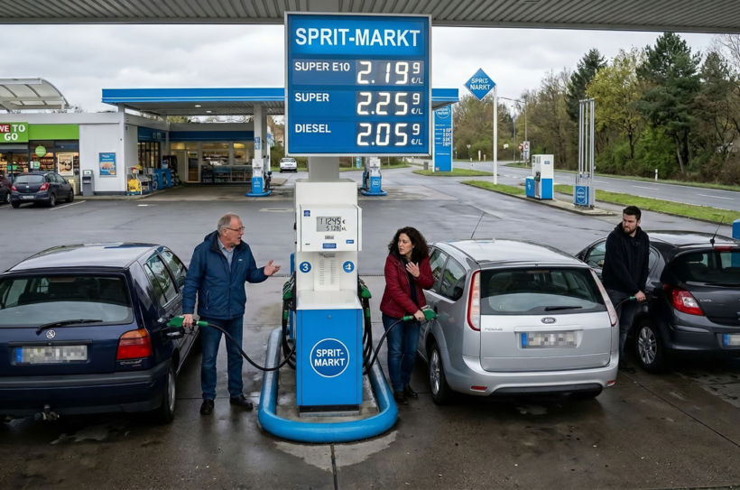 Ratlosigkeit an der Tankstelle – was tun gegen hohe Spritpreise. Foto: Google Gemini (KI)